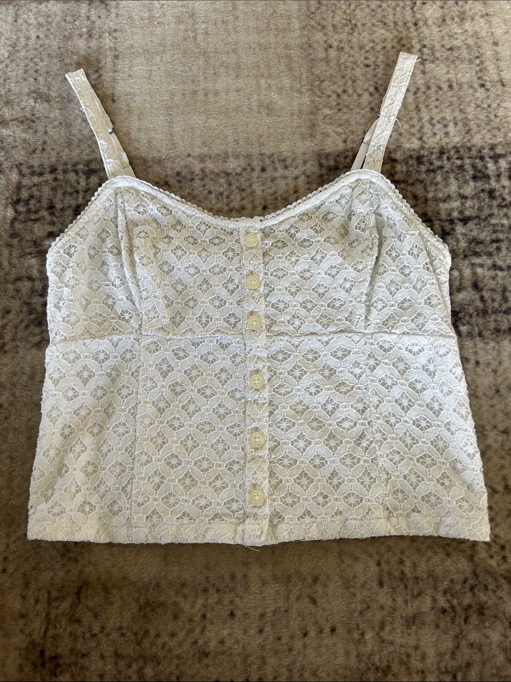 Hollister White Lace Button-Front Camisole